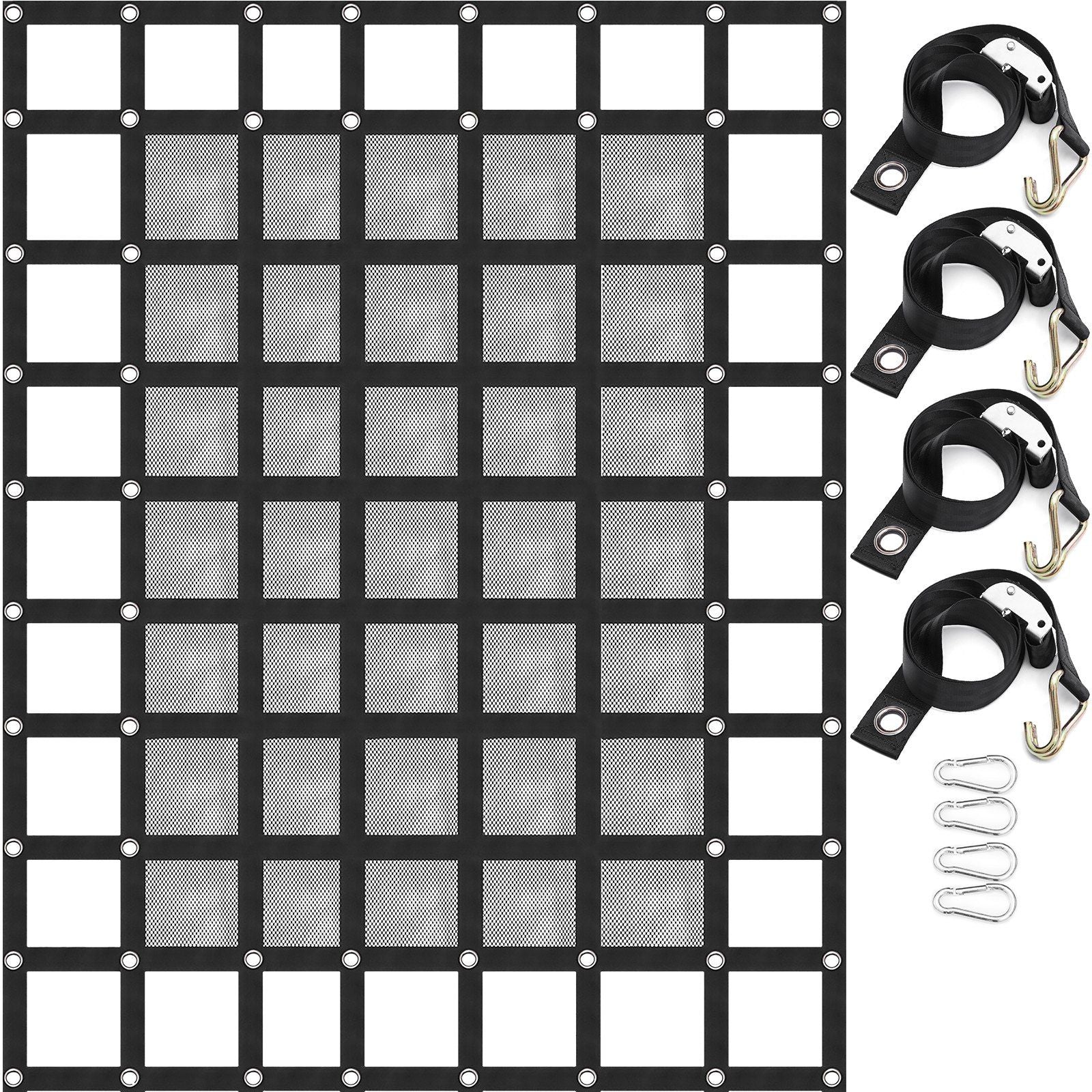 Cargo Net with Mesh, 8' x 6.7' Cargo Net for Pickup Truck Bed, Heavy Duty Cargo Nets with Cam Buckles & S-Hooks & Cross Strap, Truck Bed Cargo Net for Trailer SUV Jeeps(96" x 80")