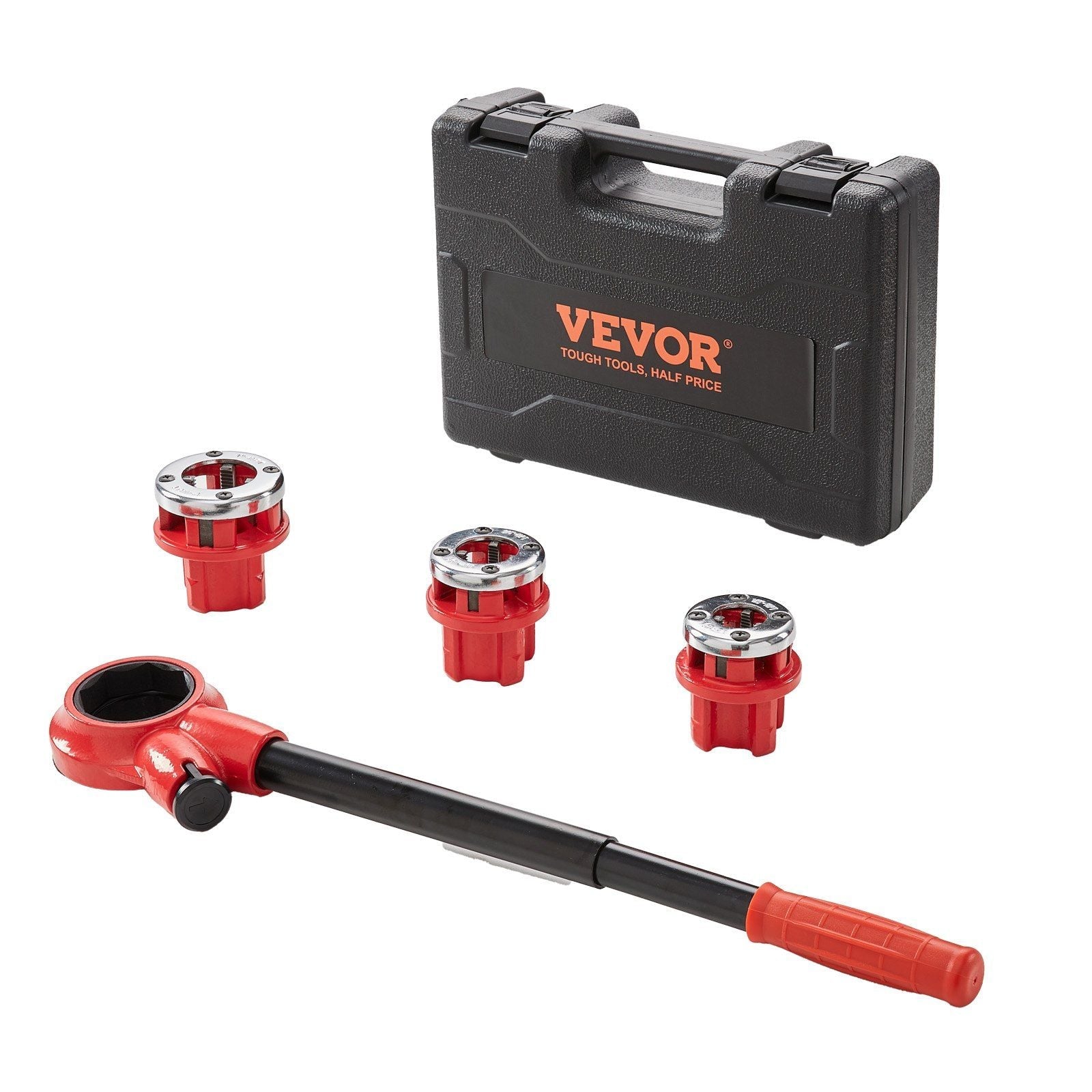 Ratchet Pipe Threader Kit, 1/2" NPT, 3/4" NPT, 1" NPT Manual Ratcheting Pipe Threader, Portable Pipe Threading Tool Set with 3PCS NPT Dies, Storage Case for Galvanized Aluminum Iron Copper Pipes