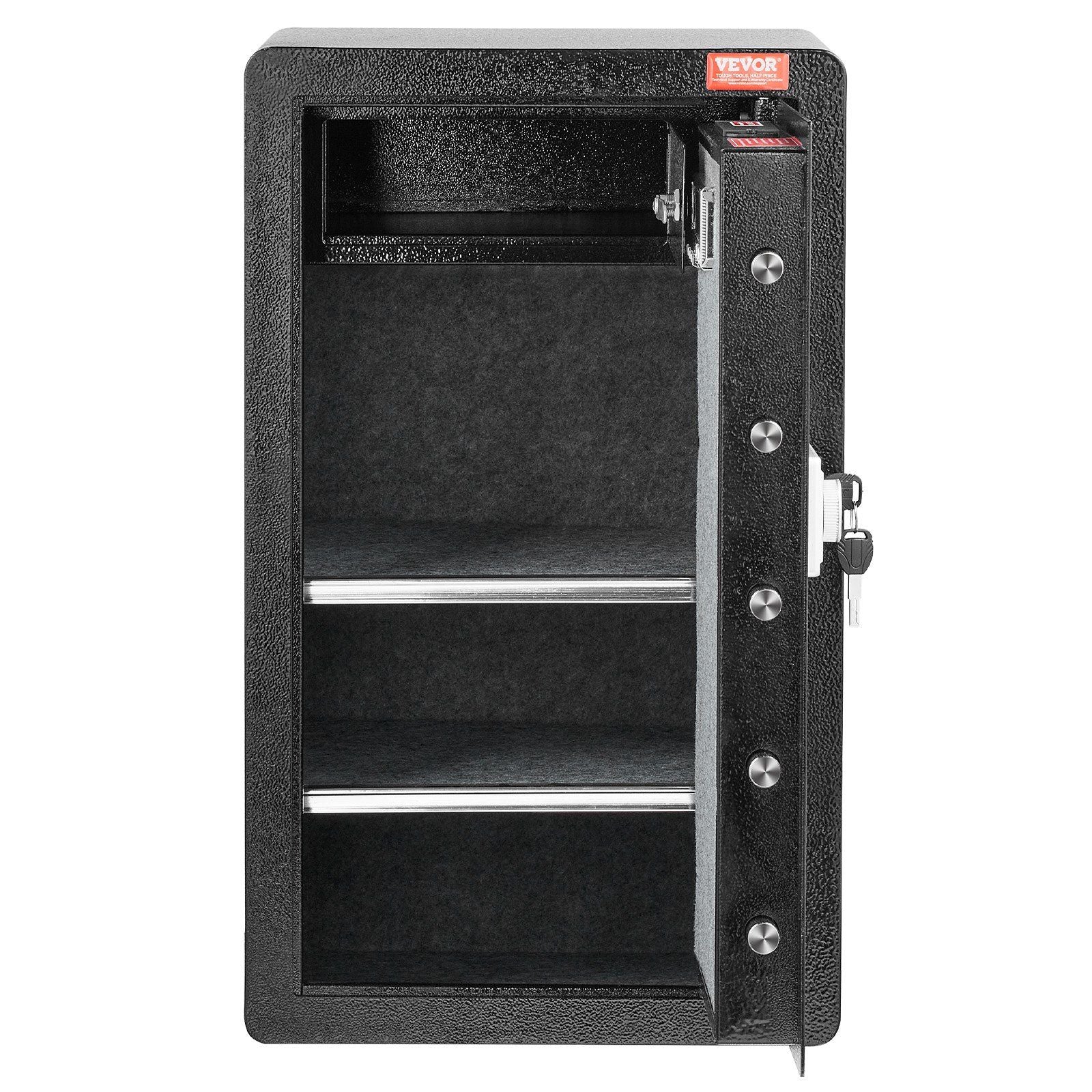 Single Door 4.0 cu.ft Safe Box with Key Lock & Password Cabinet Black, organize cash, passports, jewelry, gold, watches and documents