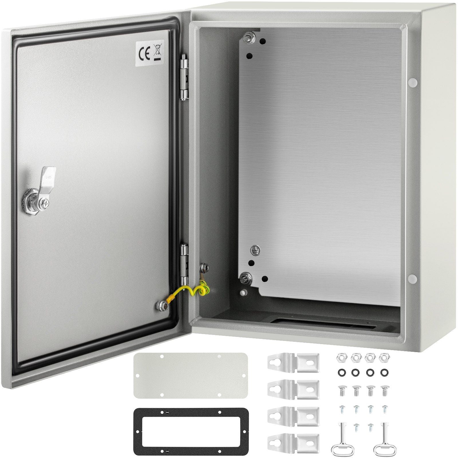 Electrical Enclosure Box, 16'' ×12'' ×6'', Carbon Steel Hinged Junction Box, IP66 Waterproof & Dustproof, Outdoor Electrical Box, with Mounting Plate
