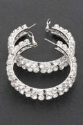 Double Layered Rhinestones Hoop Earrings