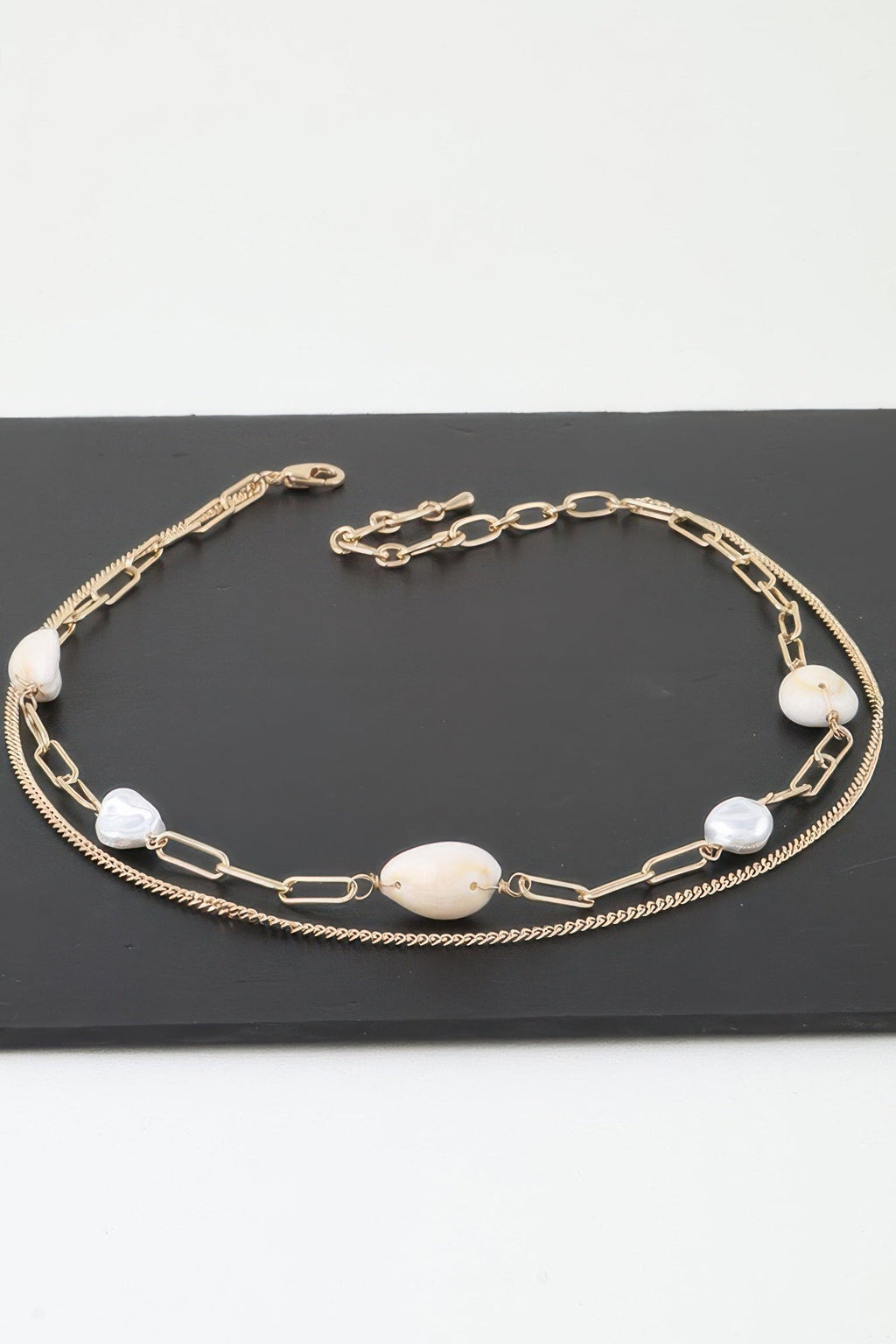 Double Pearl Chain Necklace