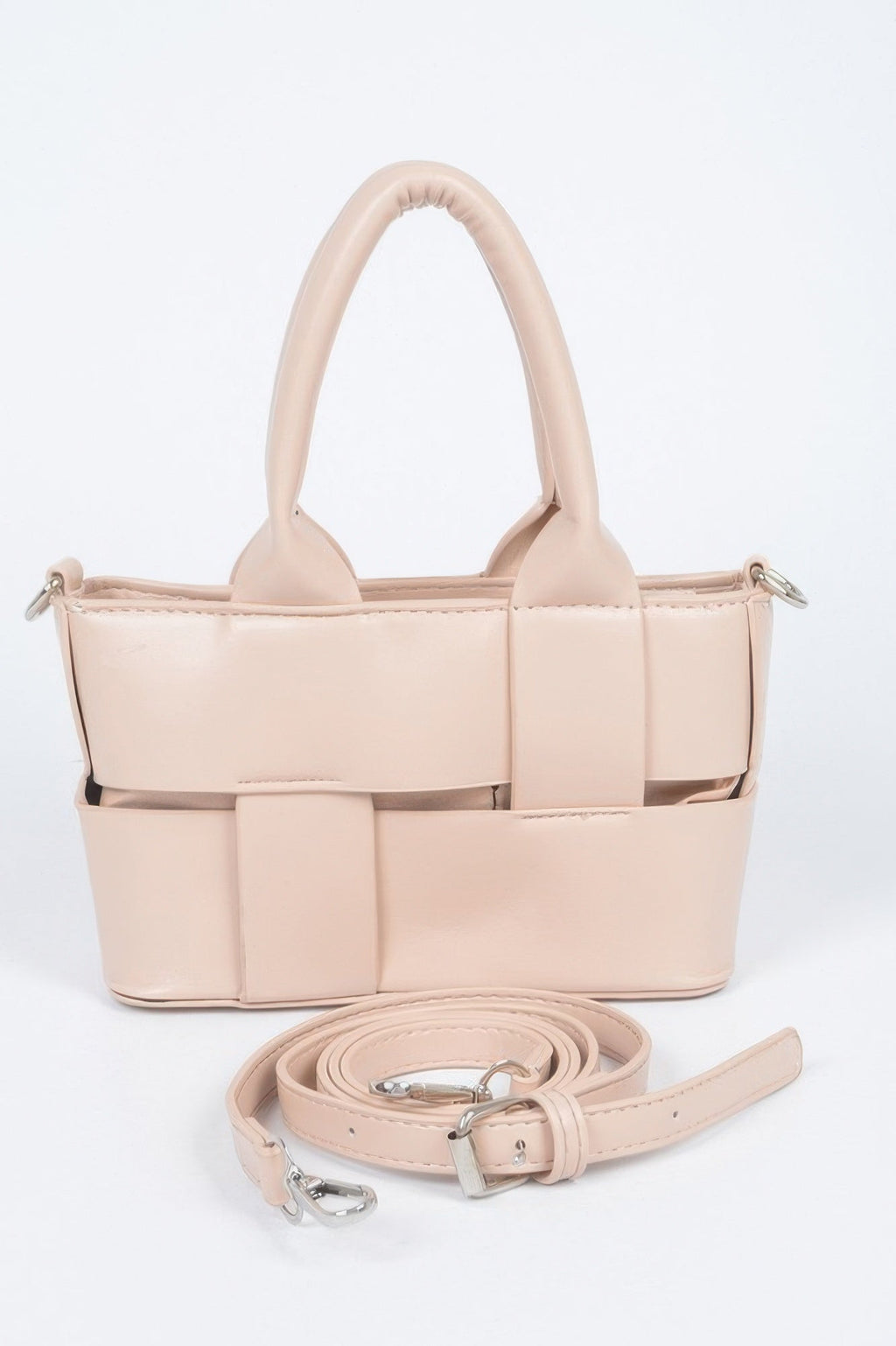 Faux Leather Braided Small Tote Bag
