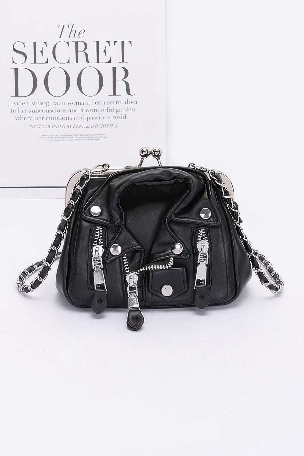 Faux Leather Jacket Style Crossbody Bag