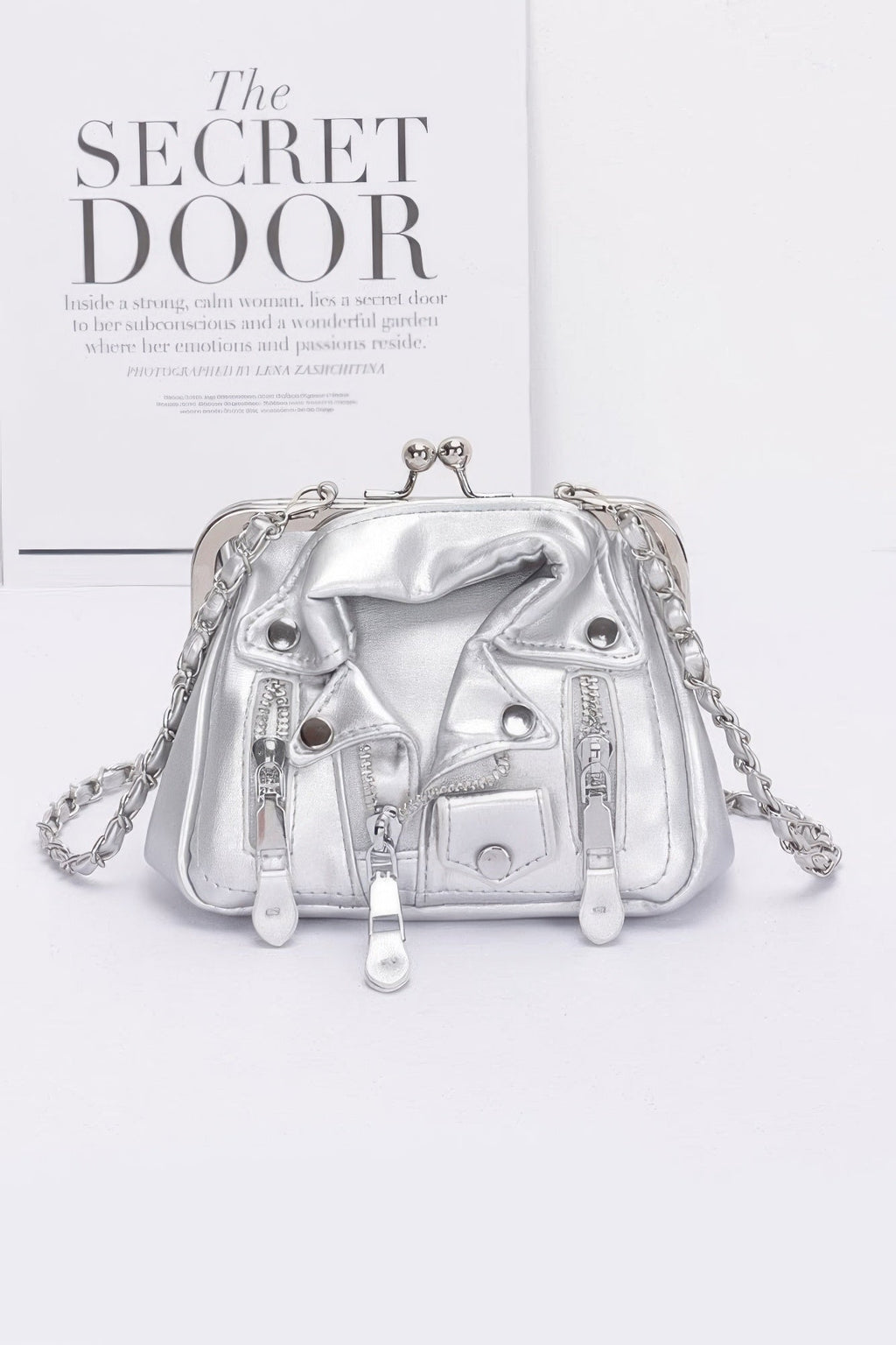 Faux Leather Jacket Style Crossbody Bag