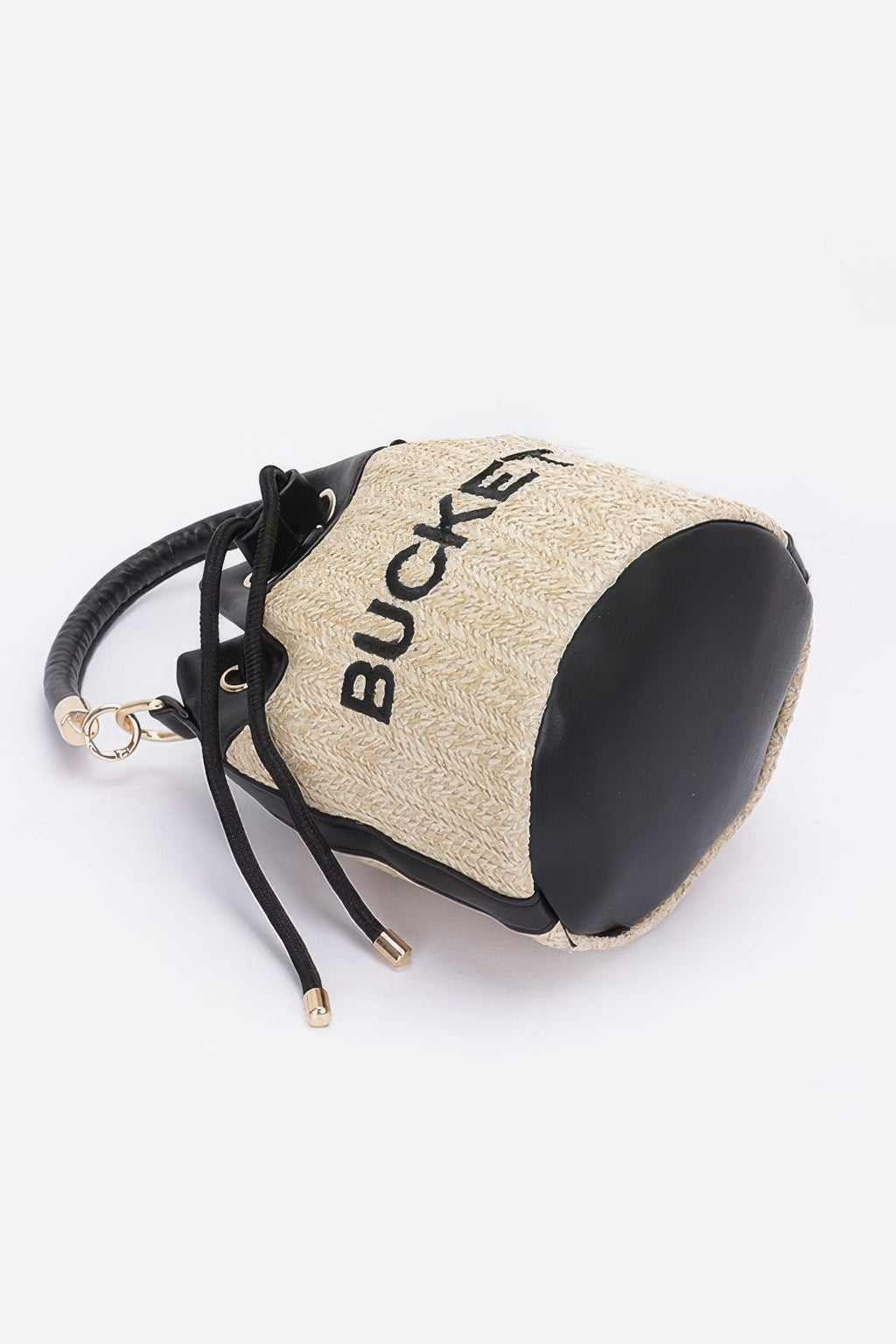 Faux Straw Bucket Bag