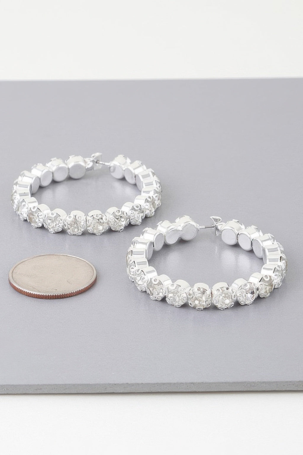Geometric Rhinestone Cut Hoop Earrings