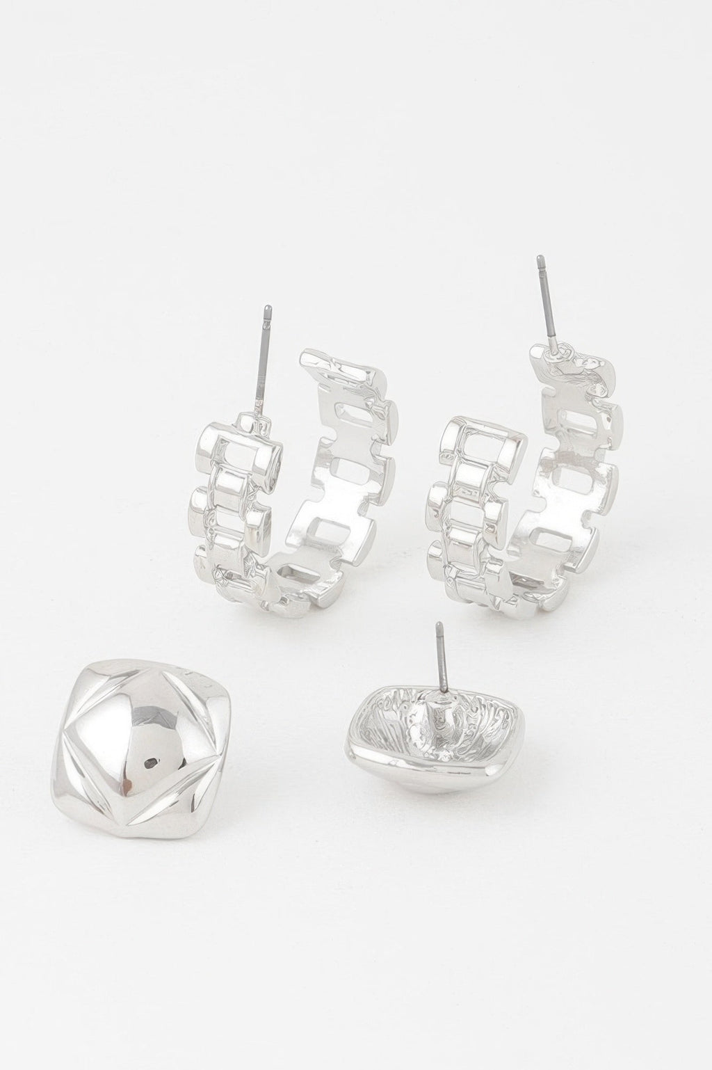 Gold Link Cuff Earrings Set