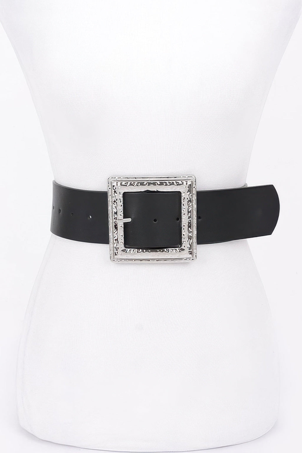 Hammered Metal Buckle Stretch Belt