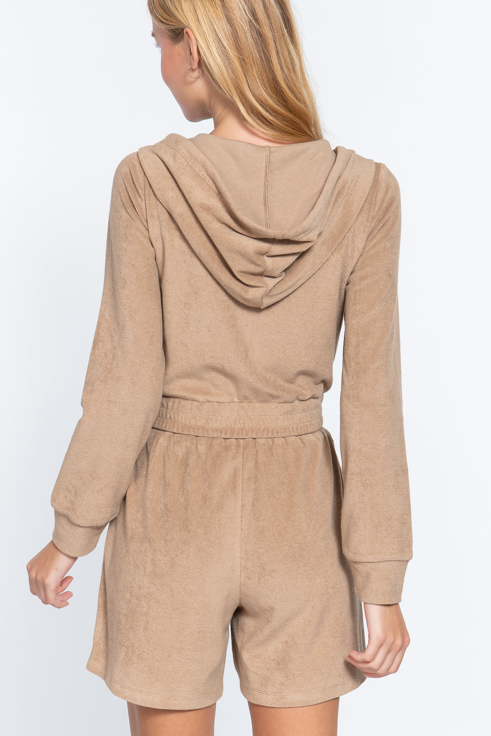 Hoodie Terry Toweling Jacket, Mocha