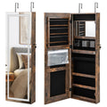42.5 Inches Lockable Jewelry Mirror Wall Cabinet with 3-Color LED Lights-Rustic Brown