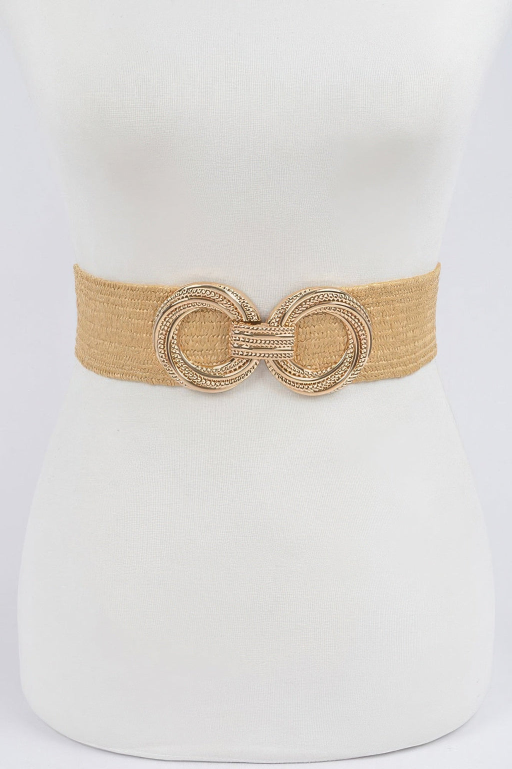 Metal Oo Buckle Plus Size Stretch Straw Belt