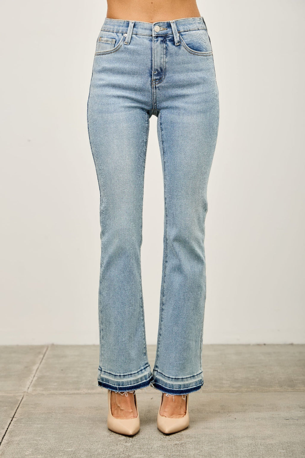 Mid Rise Flare With Released Hem