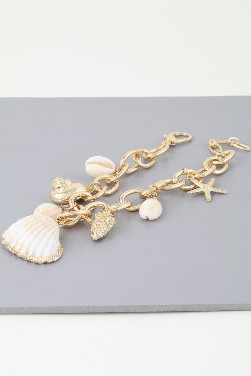 Multi Seashell Charm Chain Bracelet