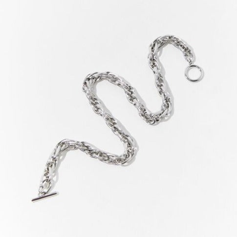 Toggle Chunky Curb Chain Choker 15" Silver Color