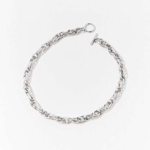 Toggle Chunky Curb Chain Choker 15" Silver Color