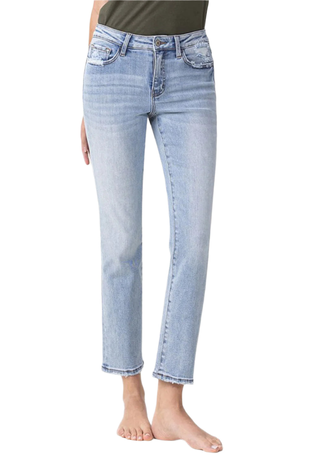 Size 13 Andrea Midrise Crop Light Blue Straight Jeans