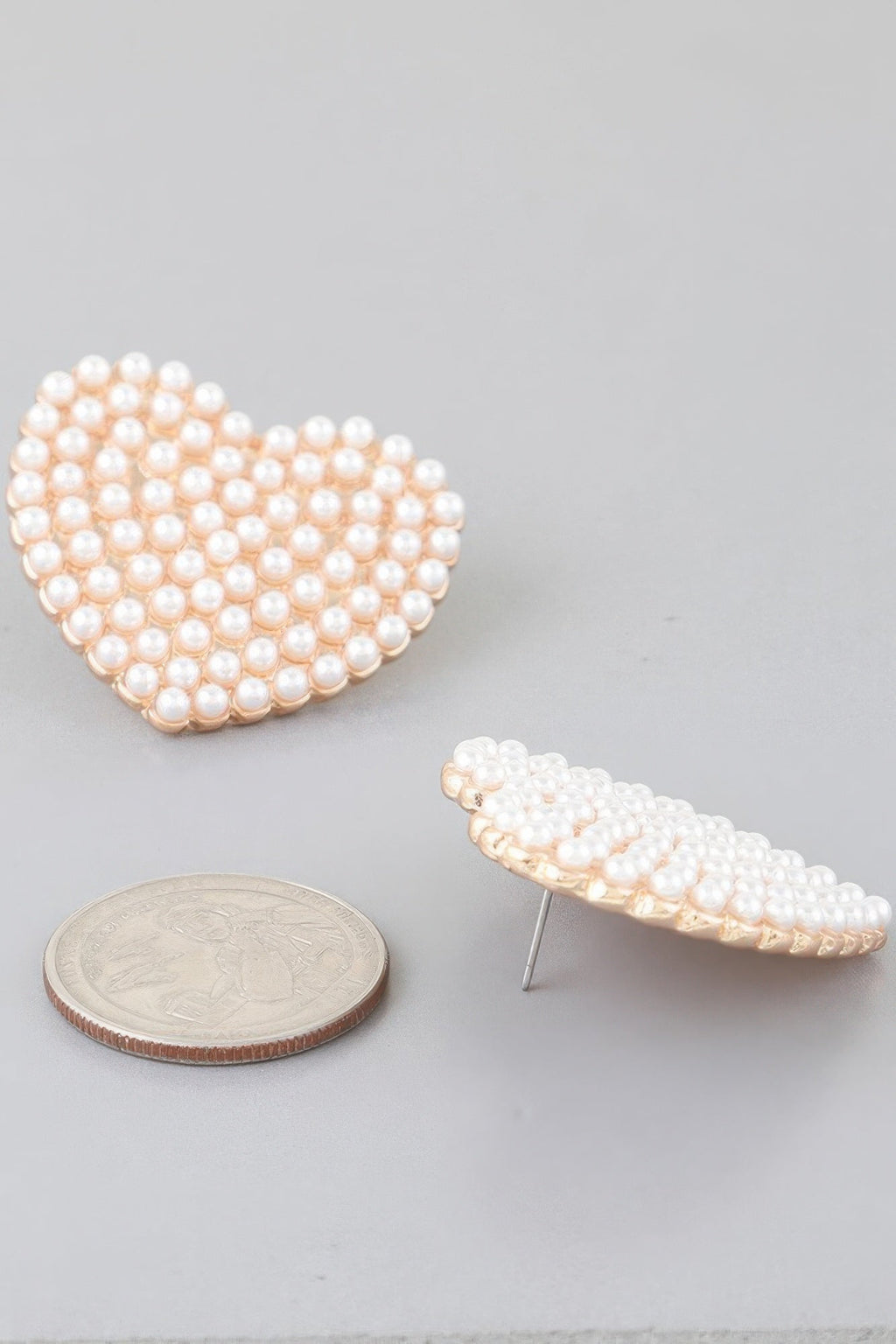 Pearled Heart Stud Earrings