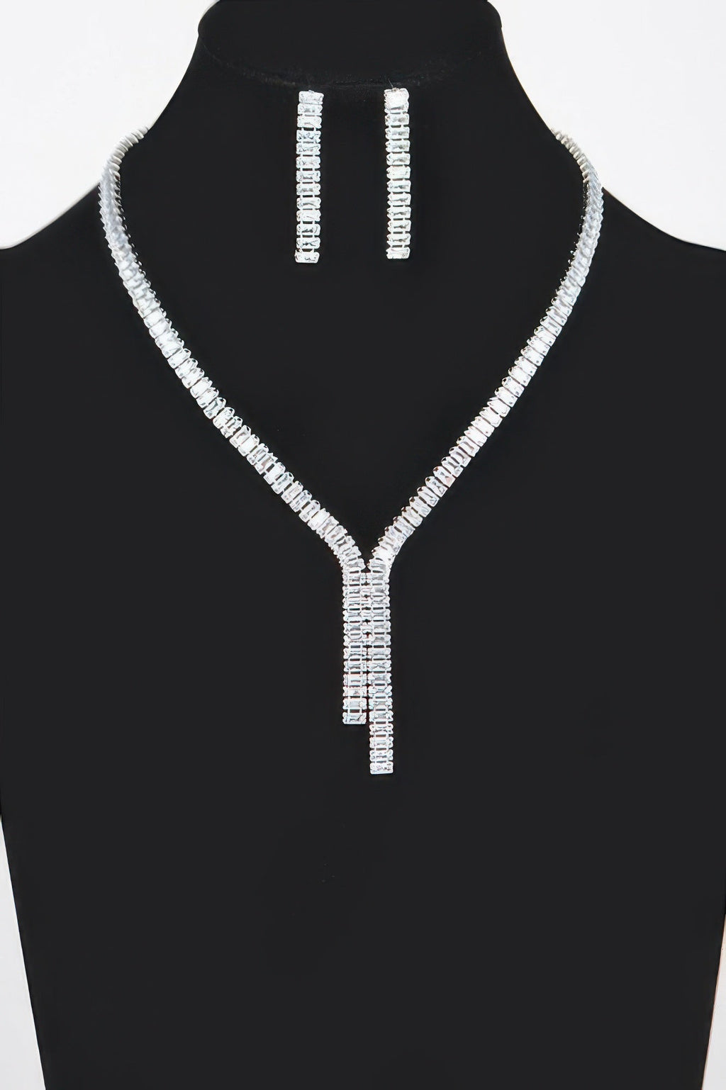 Rhinestone Earring And Necklace Set
