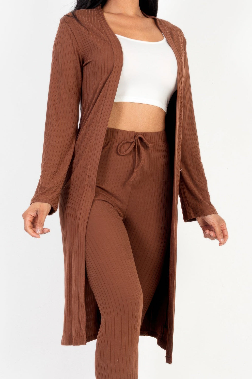 Ribbed Long Cardigan & Leggings Set