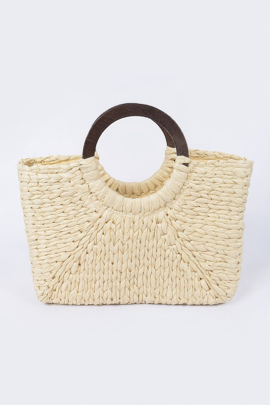Round Handle Straw Tote Bag