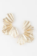 Sculptural Flower Gold Drop Earrings