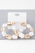 Shiny N Pearl Stone Hoop Earrings