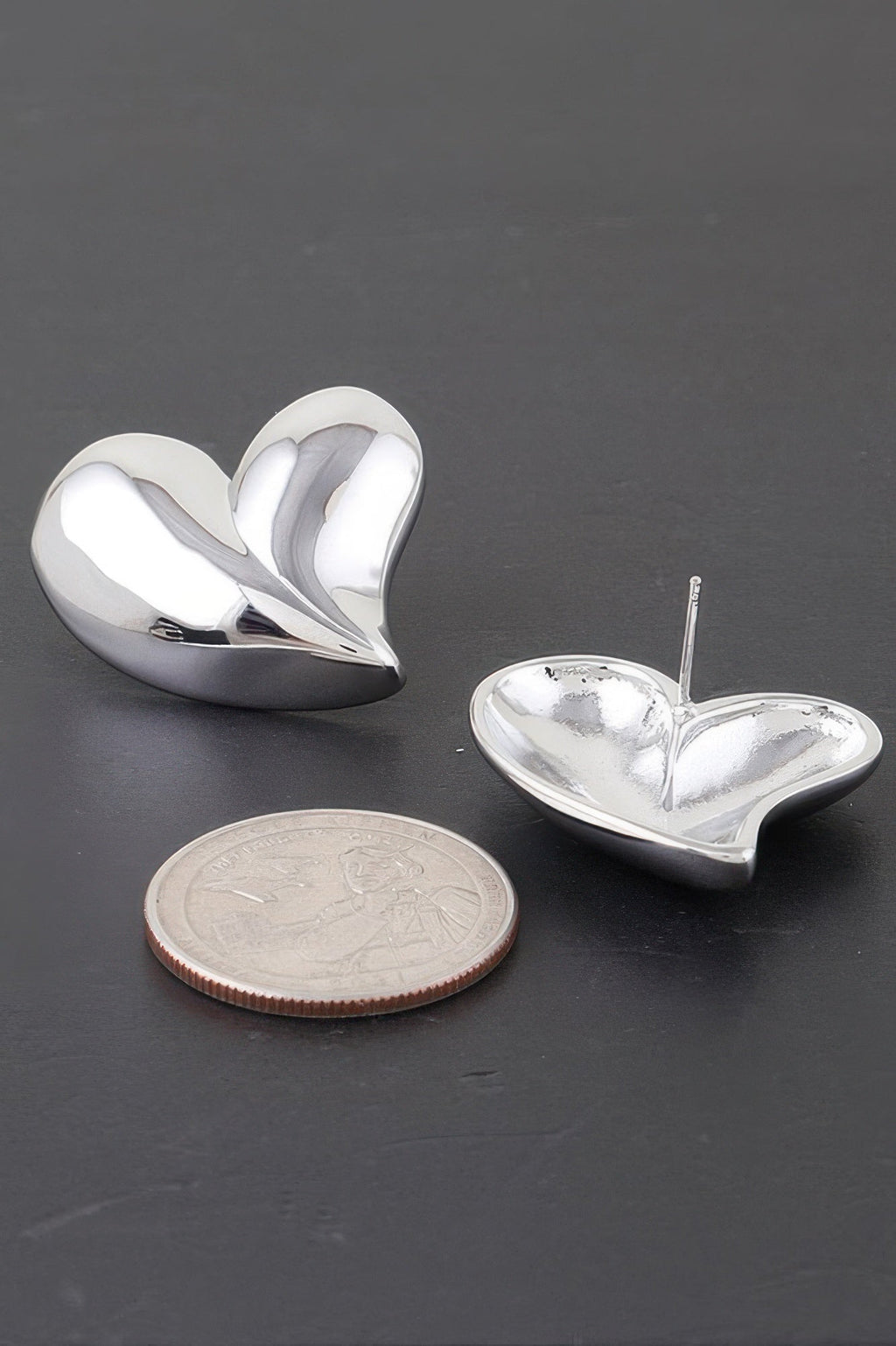 Shiny Twin Hearts Earrings