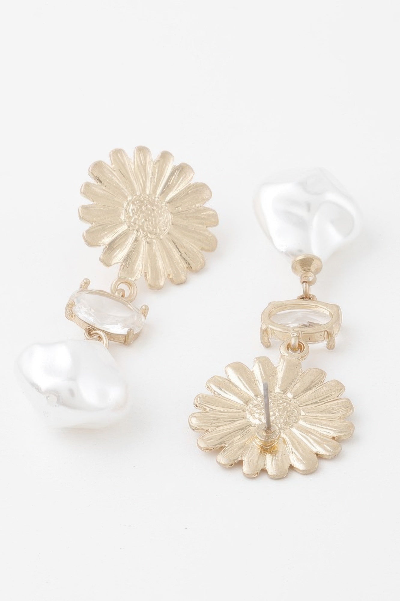 Sunflower Pearl Drop Earrings