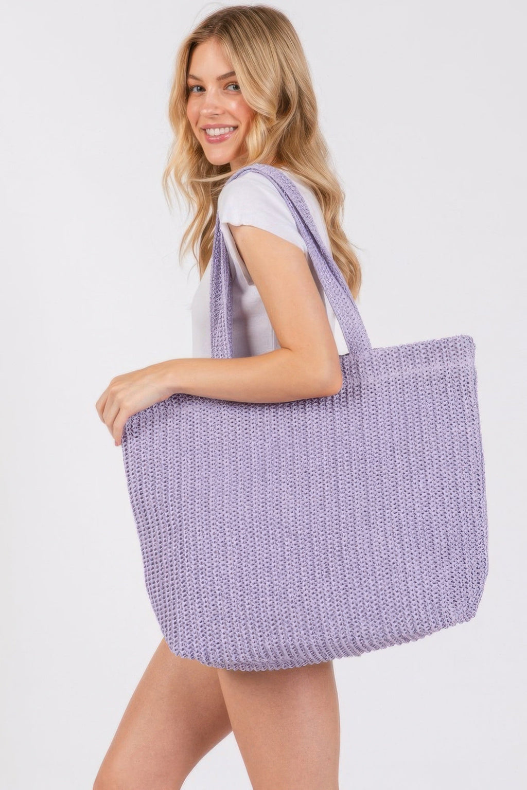 Solid Crochet Straw Bag