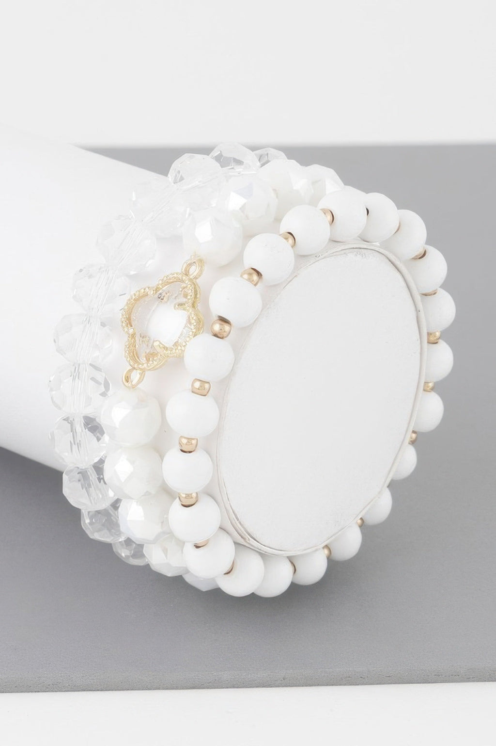 Triple Crystal Clover Bead Bracelet