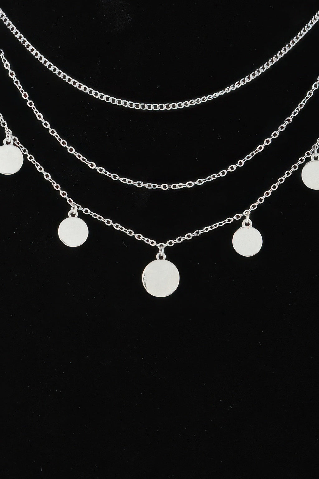 Triple Round Charm Chain Necklace