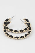 Velvet Lace Wrapped Hoop Earrings